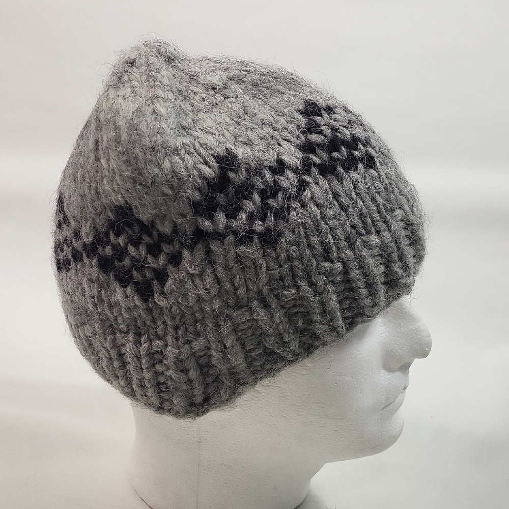 Cozy Handknit Wool Beanie Gray